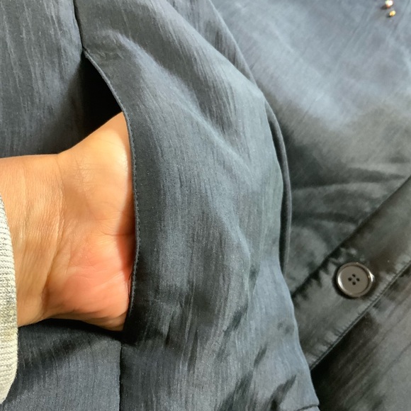 VINTAGE Adam Douglass 100% silk 80’s 90’s oversized embellished black jacket L - Picture 5 of 13